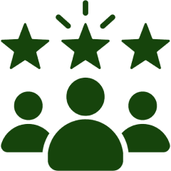 Three green stars over silhouettes